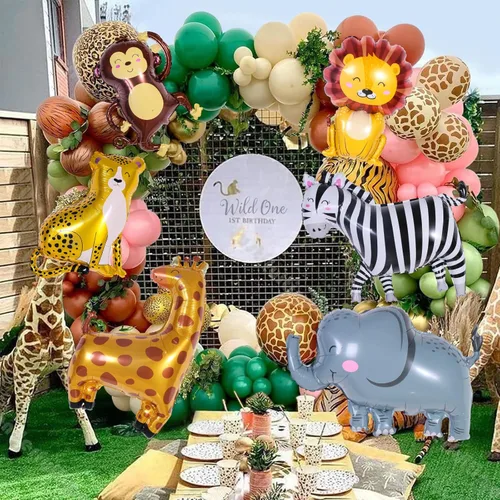 Miniatura 3 de 6 globos gigantes de animales de safari de la selva, mono, elefante, cebra, leopardo, león, jirafa, globos de aluminio para Wild One, zoológico, 6