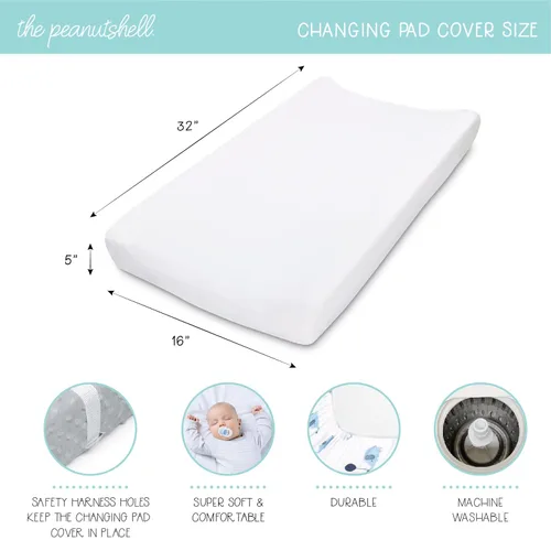 Miniatura 6 de The Peanutshell Juego de 3 fundas para cambiador de bebé niña o niño, funda ultra suave, se adapta a almohadillas estándar para cambiadores, sábanas
