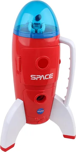 Miniatura 2 de Spaceship Rocket Toy Playset con 2 astronautas y vehículo Rover – Luces y sonido, asa de transporte para jugar y explorar el espacio – Serie Space