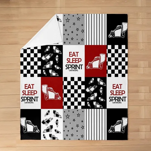 Miniatura 3 de jejeloiu Eat Sleep Sprint - Manta de felpa de 50 x 60 pulgadas, juego de manta de franela de forro polar rojo y blanco para niños, adolescentes