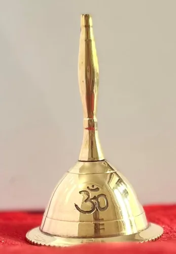 Miniatura 3 de Indian Consigners Campana de mano de latón con sonido fuerte, campanas de altar, péndulo de 3 pulgadas (Flor de la Vida)
