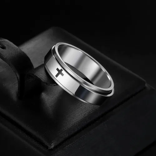 Miniatura 23 de Anillos giratorios para la ansiedad para hombre, anillos clásicos de cadena para mujeres y adultos, anillo de acero de titanio