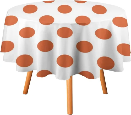 Miniatura 18 de Mantel redondo lavable de lunares negros sobre beige de 50 pulgadas para cocina, comedor, fiesta, decoración moderna