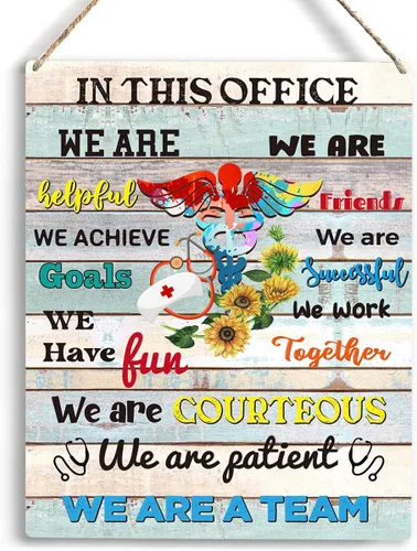 Miniatura 8 de Dear My Team - Arte de regalo de enfermera, arte de pared para personal médico, letrero colgante de madera inspirador para oficina, 10 x 8 pulgadas