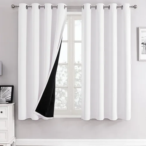 Miniatura 64 de ChrisDowa - Cortinas 100% opacas, para dormitorio, con forro negro, 2 capas gruesas, aislamiento térmico y ojales, 63 pulgadas de largo, juego de 2