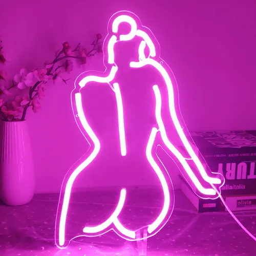 Miniatura 4 de Señal LED de neón con texto en inglés "Lady Back" para decoración de pared, de 16 x 12 pulgadas, luces de neón rosas para dormitorio, bar, hombre