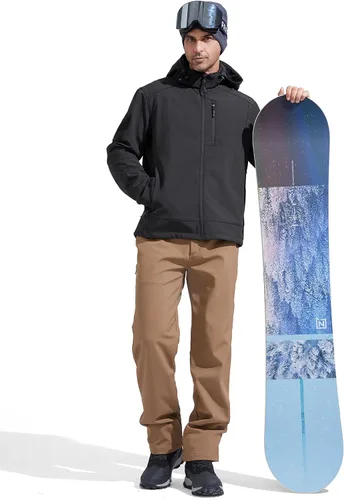 Miniatura 6 de FREE SOLDIER Chaqueta ligera con capucha impermeable para hombre, con forro polar, para invierno, con capucha, resistente al agua, para senderismo