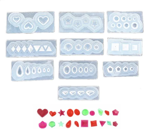 Miniatura 9 de Paquete de 10 moldes de silicona para arte de uñas, moldes decorativos de resina, plantillas de arte de uñas, herramienta de curación principal