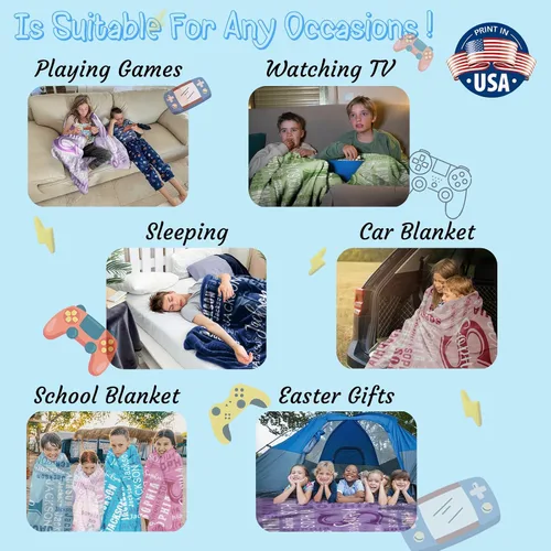 Miniatura 5 de Envío al día siguiente, manta personalizada para niños adolescentes - impresa en EE. UU., manta de franela con nombre personalizado, mantas