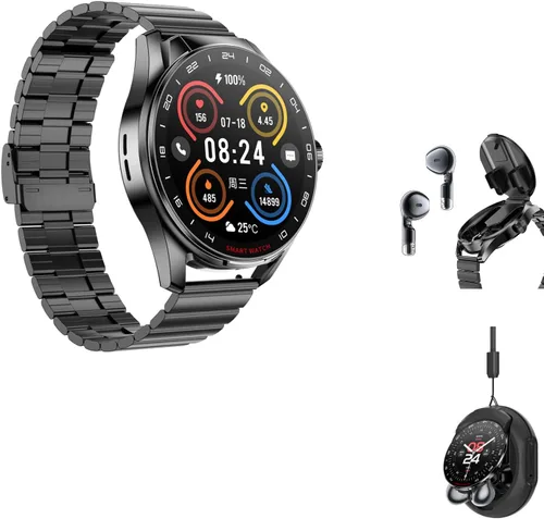 Tuanzi Reloj inteligente D9 con auriculares integrados de 1.46 pulgadas, llamadas Bluetooth, reloj 2 en 1, monitor de salud y fitness, monitor de