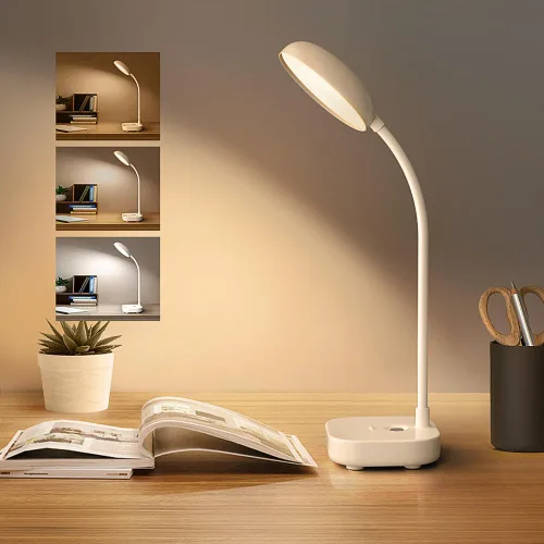 Pequeña lámpara de escritorio alimentada por batería, lámpara de lectura y oficina inalámbrica portátil, luz LED recargable de 400LM, 3 colores