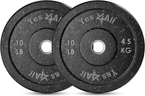 Miniatura 10 de Yes4All Placa de parachoques de 2 pulgadas, placa olímpica de goma con cubo de acero para levantamiento de pesas, entrenamiento de fuerza