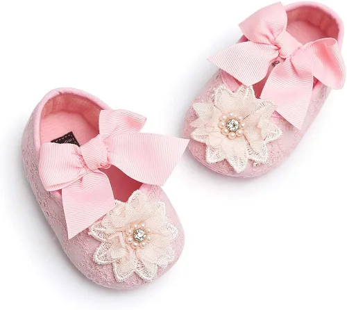 Miniatura 6 de Ohwawadi Zapatos de bebé para niña, zapatos planos Mary Jane de princesa para vestido de boda, zapatos de cuna para recién nacidos, bebés, bebés