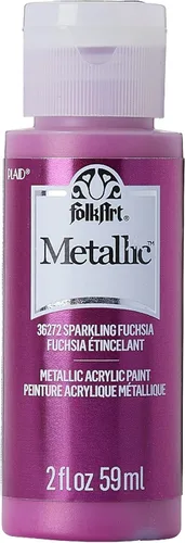 FolkArt Pintura Acrílica Metálica para Manualidades, Fucsia Chispeante 60 ml Pintura Premium con Acabado Metálico, Perfecta para Aplicar Fácilmente