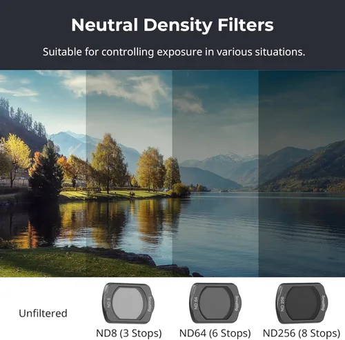 Miniatura 4 de SMALLRIG Juego de filtros magnéticos ND para DJI Osmo Pocket 4/3, incluye ND8, ND64, ND256 filtro multicapa y protector de pantalla, accesorios