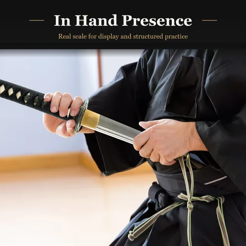 Miniatura 3 de Handmade Sword - Espada Katana de entrenamiento Iaido sin afilar de acero inoxidable, hecha a mano, espada completa, vaina negra