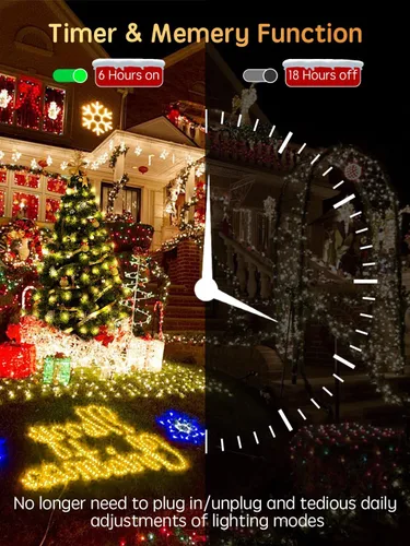 Miniatura 4 de Acan - 300 luces LED para Navidad al aire libre, 115 pies, luces multicolores para árbol de Navidad con control remoto, 8 modos de iluminación