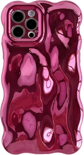Miniatura 12 de Caseative Funda para iPhone 12 Pro, onda de onda de agua Meteorito Burbuja Cromo Galvanizado Candy Phone Case (Plata)