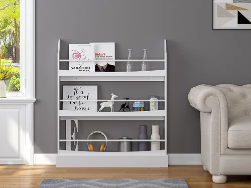 Miniatura 8 de UTEX Estantería para niños, estante de 3 niveles para libros y almacenamiento para habitaciones de niños, estante de pared para dormitorio, sala