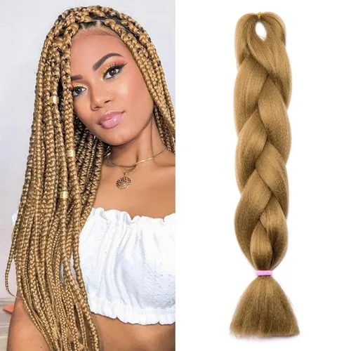 Miniatura 88 de Benehair Extensiones de cabello trenzado ombré de 24 pulgadas, 1 paquete de extensiones de cabello trenzado jumbo de alta temperatura, cabello