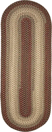 Super Area Rugs Alfombra trenzada ovalada de 2 x 4 pies, color rojo y gris Hartford, decoración primitiva, para interiores y exteriores, alfombra