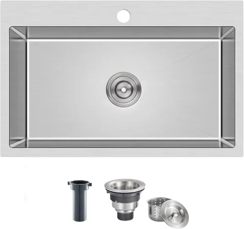Miniatura 18 de ROVATE Fregadero de barra empotrable de 13 x 15 x 8 pulgadas, Fregadero de cocina pequeño de montaje superior de un solo compartimento, Fregaderos