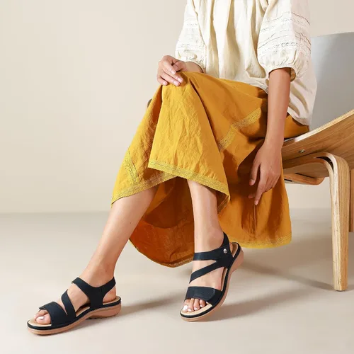 Miniatura 4 de Littleplum - Sandalias para mujer con soporte de arco - Sandalias planas cómodas para mujer, zapatos ortopédicos ajustables transpirables
