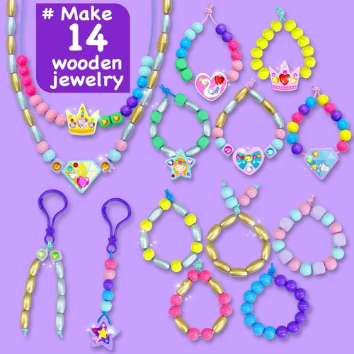 Miniatura 2 de EZCRA Kit de fabricación de pulseras para niños – Haz 14 Kit de joyería para niñas de 5 años de edad - cuentas para niños - juego de manualidades