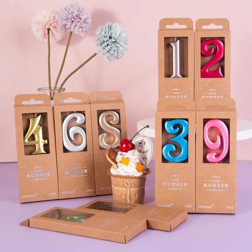 Miniatura 5 de PHD CAKE Velas de cumpleaños de 7 cm Elegantes Azul Número 4, Velas de Número Azul, Velas de Número para Pastel, Celebración de Fiesta