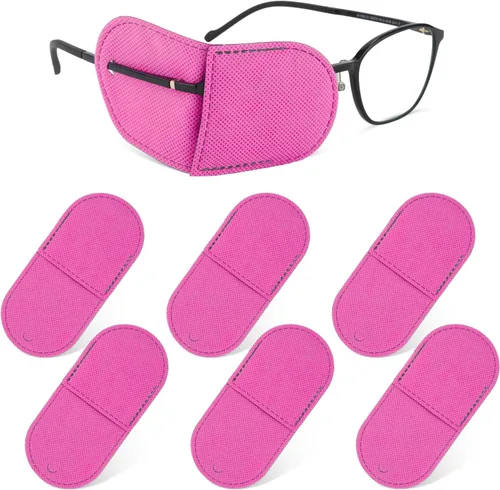 6 parches para ojos, parches para ojos de gran tamaño, reutilizables, no tejidos, para adultos y niños, ojo perezoso, ambliopía, estrabismo (rosa)