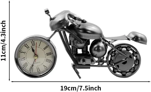 Miniatura 2 de Winterworm Hermoso modelo de motocicleta con reloj, adorno de metal de hierro, retro, negro, para mujer, hombre, cumpleaños, Navidad, papá, hombre