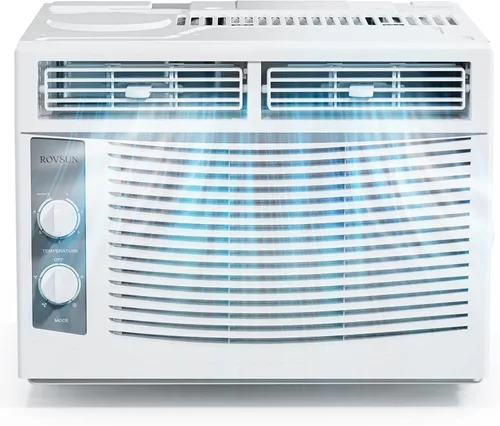 ROVSUN Aire acondicionado de ventana de 5000 BTU, unidades de aire acondicionado para ventana con controles mecánicos y kit de fácil instalación,