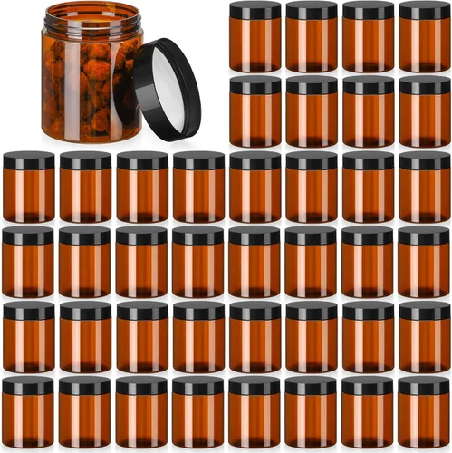 Tanlade 40 tarros de plástico de 8 onzas con tapas, recipientes redondos para cosméticos, recipientes recargables para polvo, líquidos,