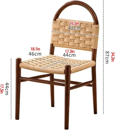 Miniatura 2 de Rattan Dining Room Chairs Wooden, Woven Kitchen Chairs, Dining Room Chair with Wood Legs, Vanity Chair,Armless Side Chair for Home Bar Restaurant
