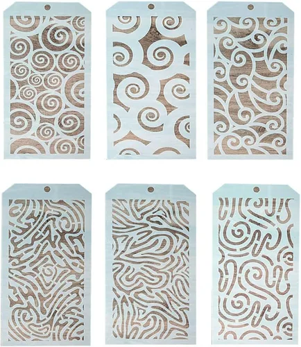 Miniatura 7 de Plantilla decorativa para manualidades, para álbumes de recortes, pintura en pared, muebles, manualidades, juego de 6 (grano de árbol)