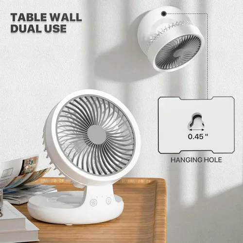 Miniatura 9 de mollie Ventilador de escritorio USB recargable pequeño de 8 pulgadas, funciona con pilas, con velocidades para el hogar, oficina, dormitorio, mini