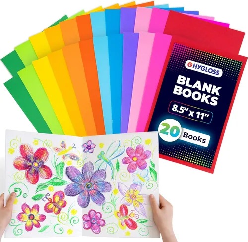 Miniatura 20 de Hygloss Libros en Blanco - Paquete de 10 unidades – 8.5" x 11" A4 Varios Colores – Libros en Blanco de Tapa Blanda para Niños para Escribir