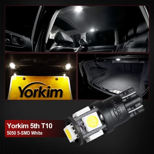Miniatura 6 de Bulbo de luz LED 194 Yorkim 6ª generación, luces de 12V para foco LED 168, 2825, T10 5-SMD, focos de repuestos y reverso blancos, utilizado