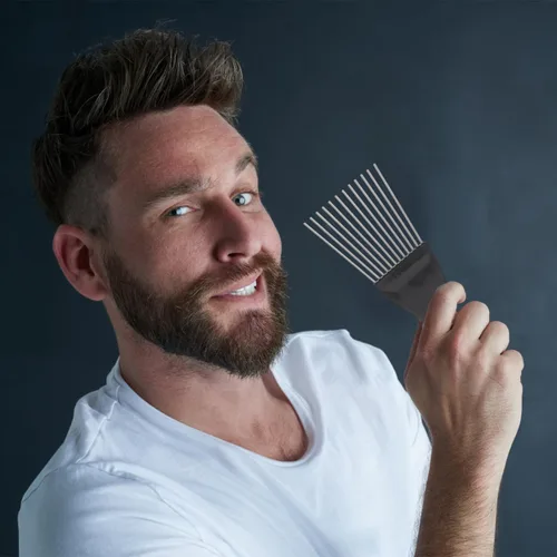 Miniatura 3 de KALLORY Peine desenredante 2 piezas para herramientas de trenza de metal para mujeres y hombres, peluca de salón y peines desenredar peine africano