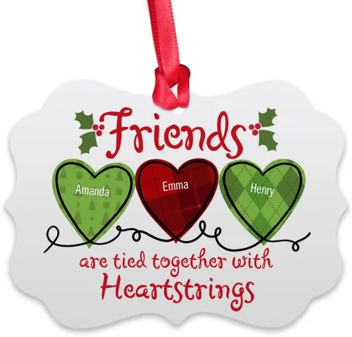 Miniatura 6 de Gossby Adorno de Navidad personalizado con texto en inglés «Friends», regalo de Navidad personalizado para mujeres con nombres, adorno de mejor