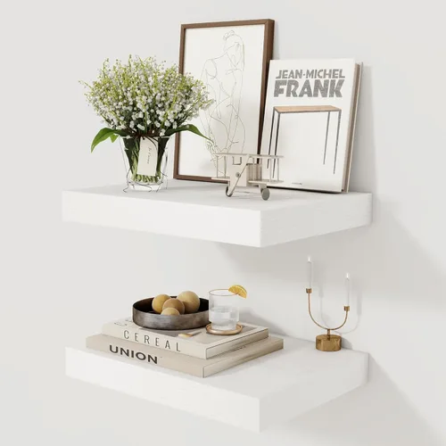 Miniatura 44 de Fun Memories - Estante flotante de 12 pulgadas, estantes de pared de madera rústica para decoración de pared y almacenamiento, estante flotante