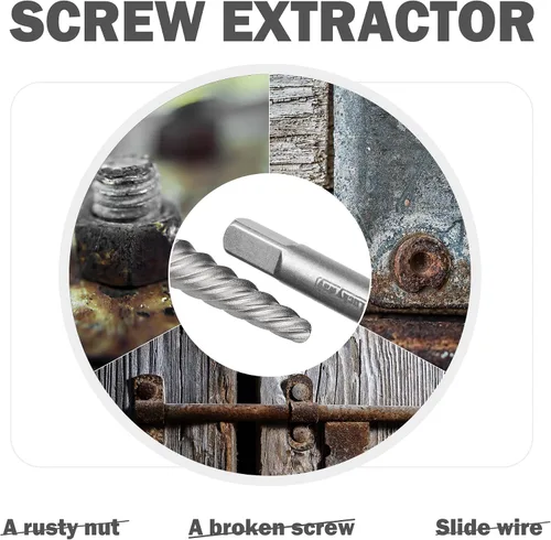 Miniatura 3 de Luckyway Juego de extractor de tornillos dañados de 5 piezas, herramienta extractor de tornillos dañados y pelados, juego de extractor de pernos