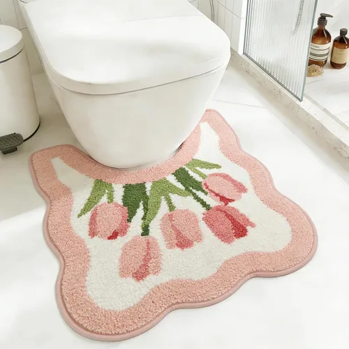 Miniatura 15 de Floral Pansy Bath Mat, Soft Non-Slip Plush Bathroom Rug with Colorful Flower Pattern, Ultra Absorbent Microfiber Shaggy Bath Rug, Machine Washable