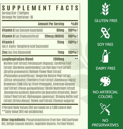 Miniatura 6 de Suplemento Liposomal Lung Cleansemax con Extracto de Hoja de Gordolobo, Extracto de Fruta de Saúco, Quercetina + 13 Hierbas y Vitaminas, Absorción