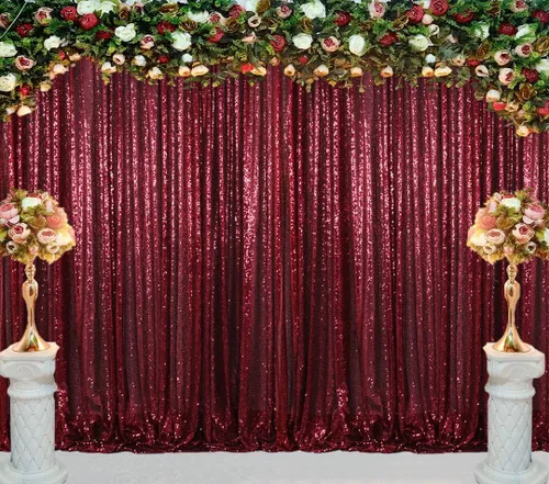Miniatura 9 de ShinyBeauty Cortinas de Telón de Fondo con Lentejuelas 4x10 pies Negro Cortinas de Lentejuelas 2 Paneles Telones de Fondo para Bodas Telón de Fondo