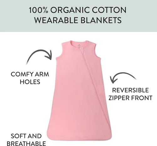 Miniatura 2 de HonestBaby - Manta vestible de algodón orgánico matelassé, rosa, grande