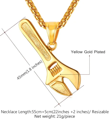 Miniatura 3 de U7 Punk Necklaces Stainless Steel 18K Gold Plated Large Hip Hop DaggerKnifeSwordSteampunk GearLarge Razor Blade Pendant Necklace for Men Women