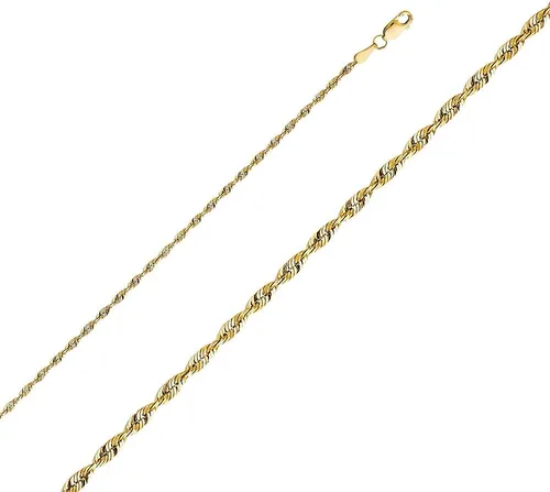 Miniatura 2 de Wellingsale Cadenas de cuerda de oro macizo de 14 quilates (opciones de selección)