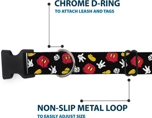 Miniatura 5 de Buckle-Down Collar de perro con clip de plástico para disfraz de Mickey Mouse, elementos dispersos negros