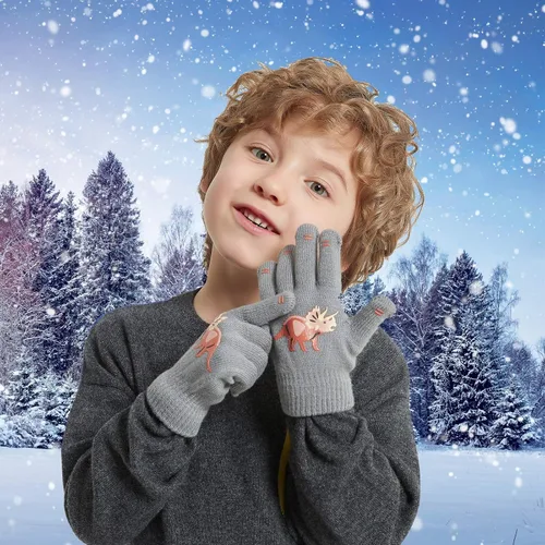 Miniatura 7 de SUNNEEHOME Kids Gloves Winter Bulk for Boys or Girls Gloves Warm Knitted Stretchy Full Fingers Gloves for Birthday Gift